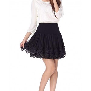 Women's Stretch High Waist Pleated Lace Tulle Tutu Casual Skirt