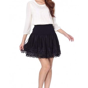 Women's Stretch High Waist Pleated Lace Tulle Tutu Casual Skirt