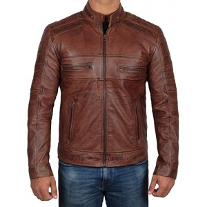 Lambskin Leather Distressed Motorcycle Jacket