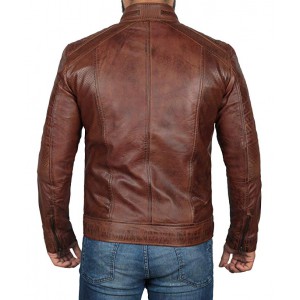 Lambskin Leather Distressed Motorcycle Jacket