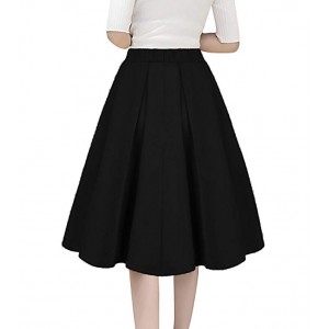 Women's Vintage A-line Printed Pleated Flared Midi Skirts with Pockets Women's Vintage A-line Printed Pleated Flared Midi Skirts with Pockets