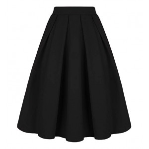 Women's Vintage A-line Printed Pleated Flared Midi Skirts with Pockets Women's Vintage A-line Printed Pleated Flared Midi Skirts with Pockets