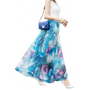 Women Full/Ankle Length Blending Chiffon Long Skirt Beach Skirt
