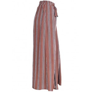 Women's Boho High Waist Split Stripe Wide Leg Pants